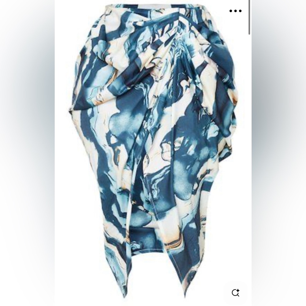 Plus Cream Marble Print Structured Corset Skirt
